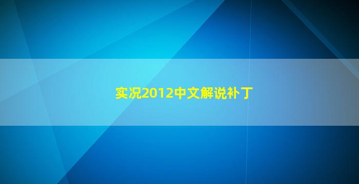 实况2012中文解说补丁(实况足球2010中文解说版下载)