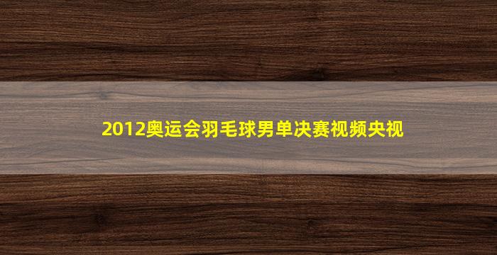 2012奥运会羽毛球男单决赛视频央视