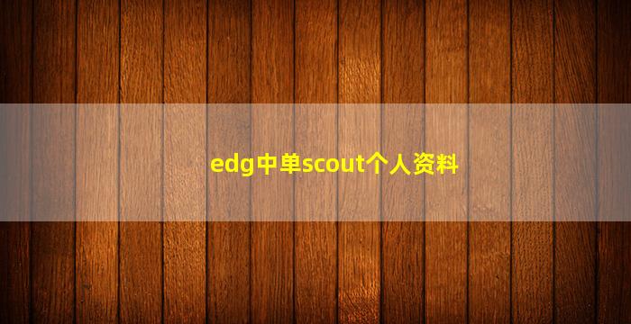 edg中单scout个人资料(edg中单scout个人资料微博)