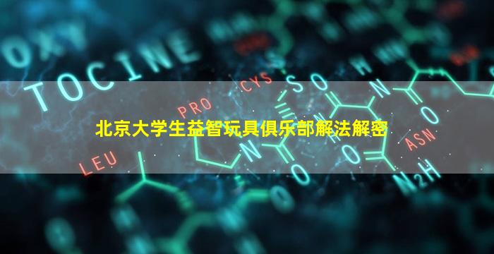 北京大学生益智玩具俱乐部解法解密