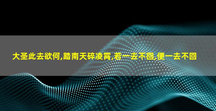 大圣此去欲何,踏南天碎凌霄,若一去不回,便一去不回