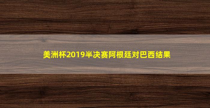 美洲杯2019半决赛阿根廷对巴西结果