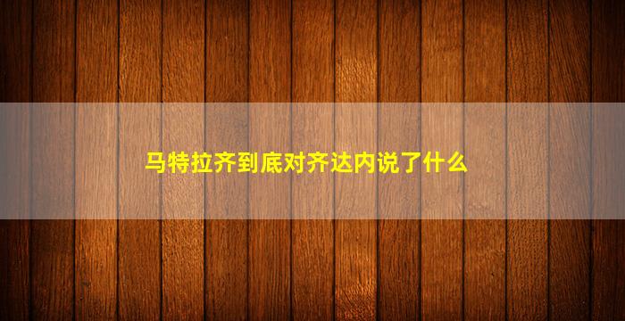 马特拉齐到底对齐达内说了什么